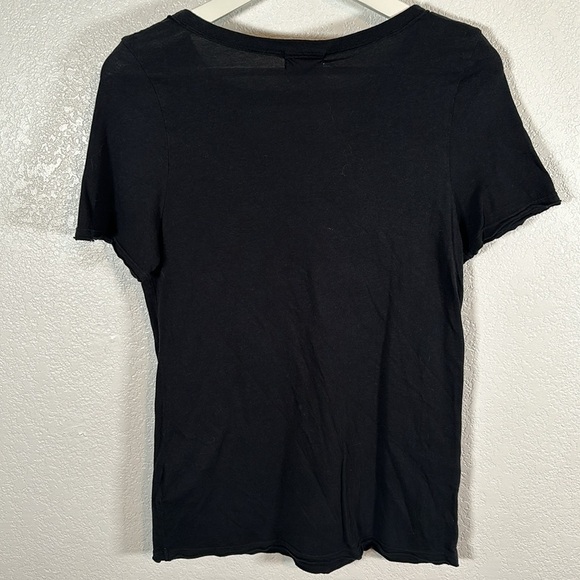 T. La Anthropologie Black Cut Out Raw Edge Tee Size Small - Picture 4 of 6